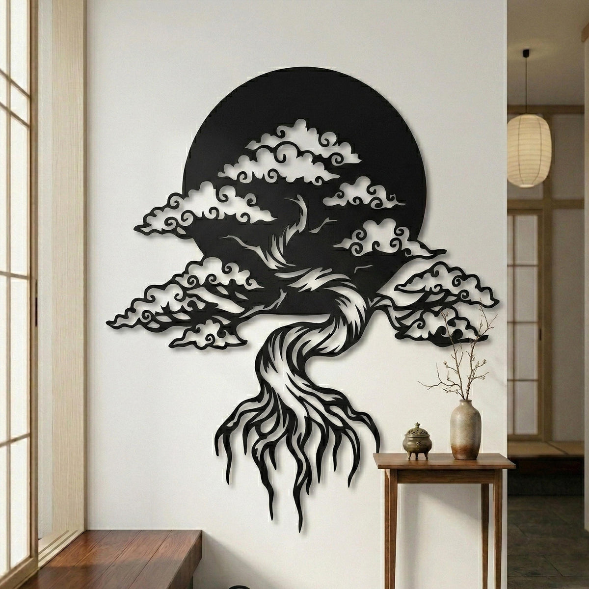 Bonsai Tree Metal Wall Art detail of the metal edge