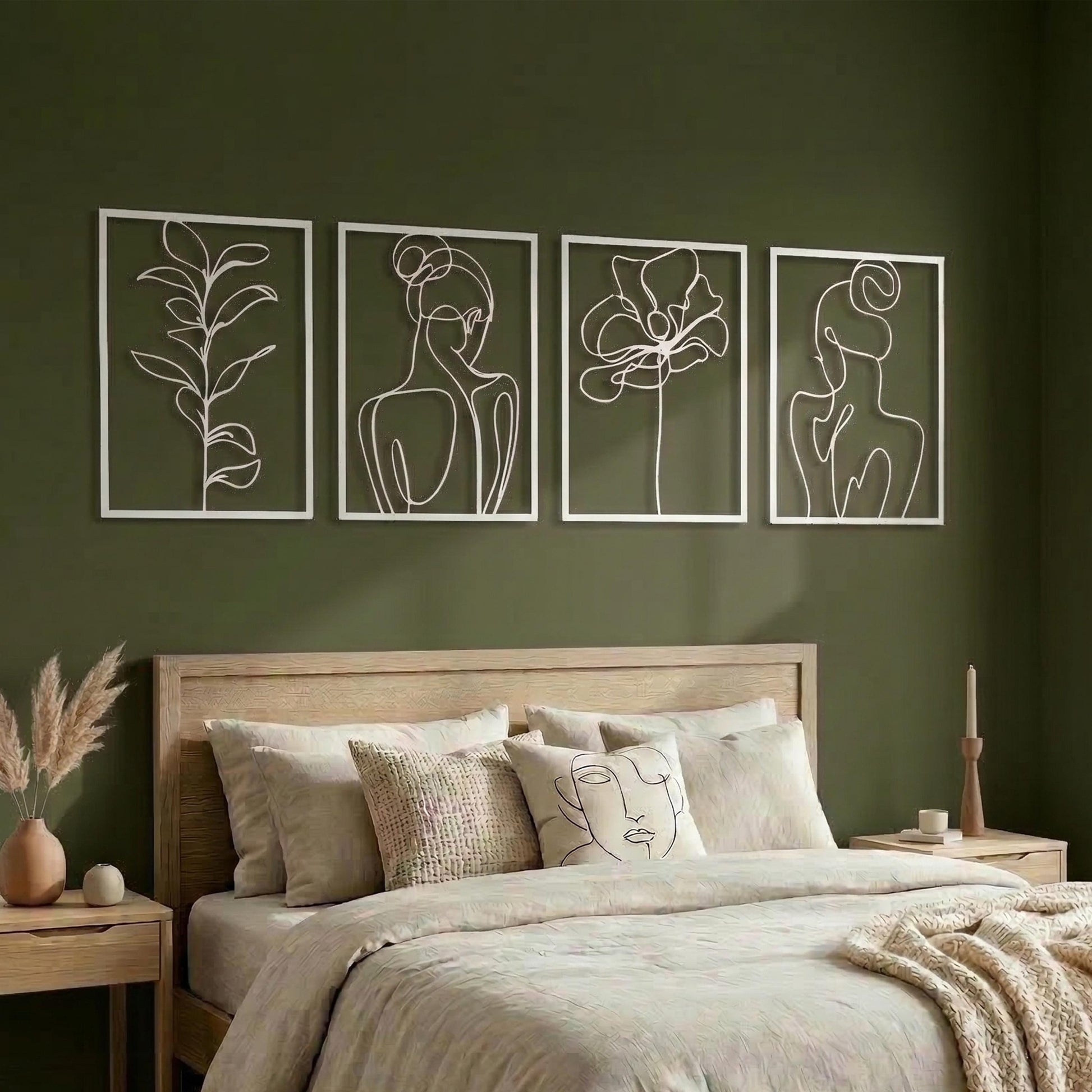 Minimalist Woman Body Line Art Metal Wall Decor Set colour options for the metal panel
