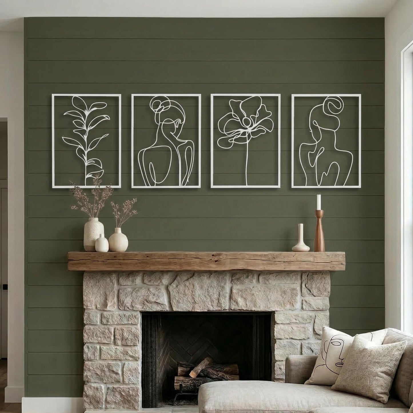 Minimalist Woman Body Line Art Metal Wall Decor Set bedroom interior styling