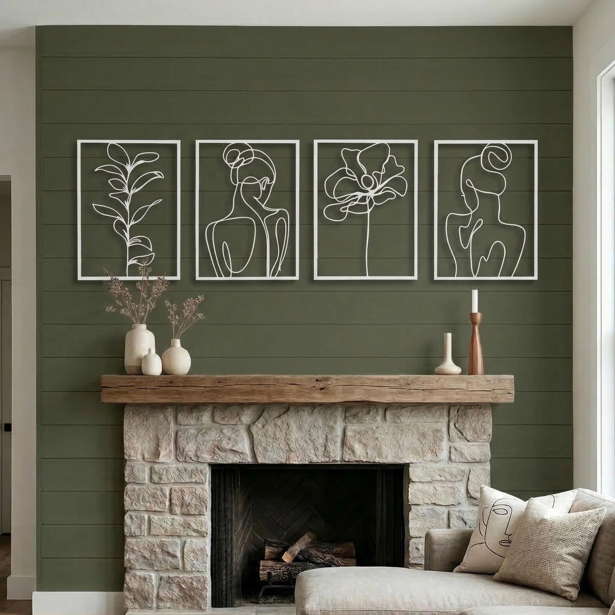 Minimalist Woman Body Line Art Metal Wall Decor Set bedroom interior styling