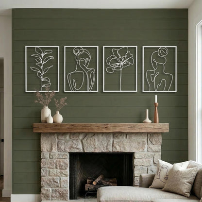 Minimalist Woman Body Line Art Metal Wall Decor Set bedroom interior styling