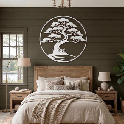 Bonsai Tree Metal Wall Art colour options for the metal panel