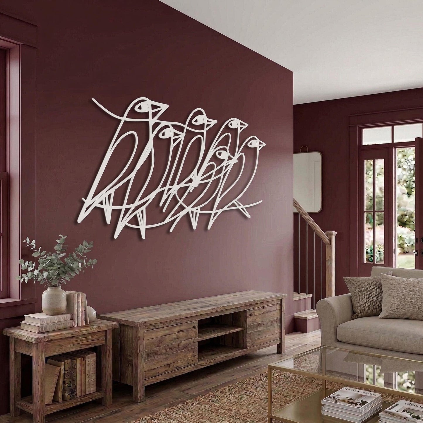 Minimalist Metal Bird Wall Art bedroom interior styling