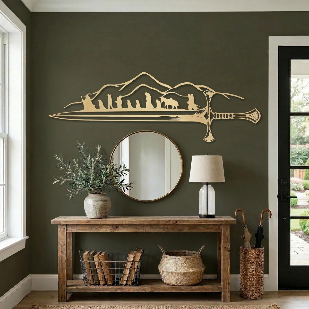 Lord of The Rings Metal Wall Art size guide with dimensions in cm and inches