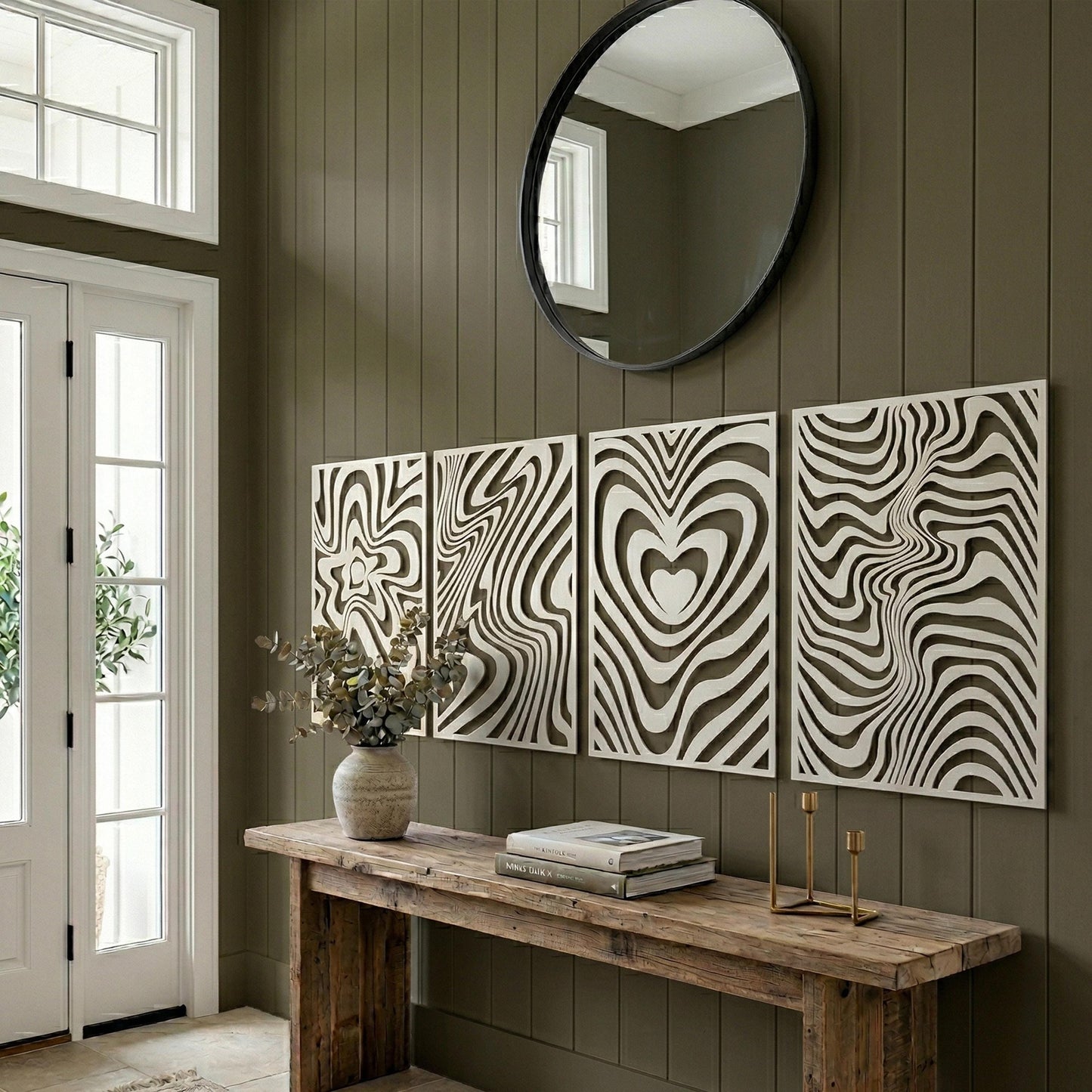 Set of 4 Abstract Metal Wall Art bedroom interior styling