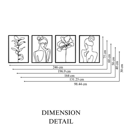 Minimalist Woman Body Line Art Metal Wall Decor Set detail of the metal edge