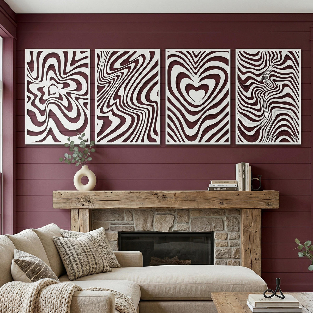 Set of 4 Abstract Metal Wall Art detail of the metal edge
