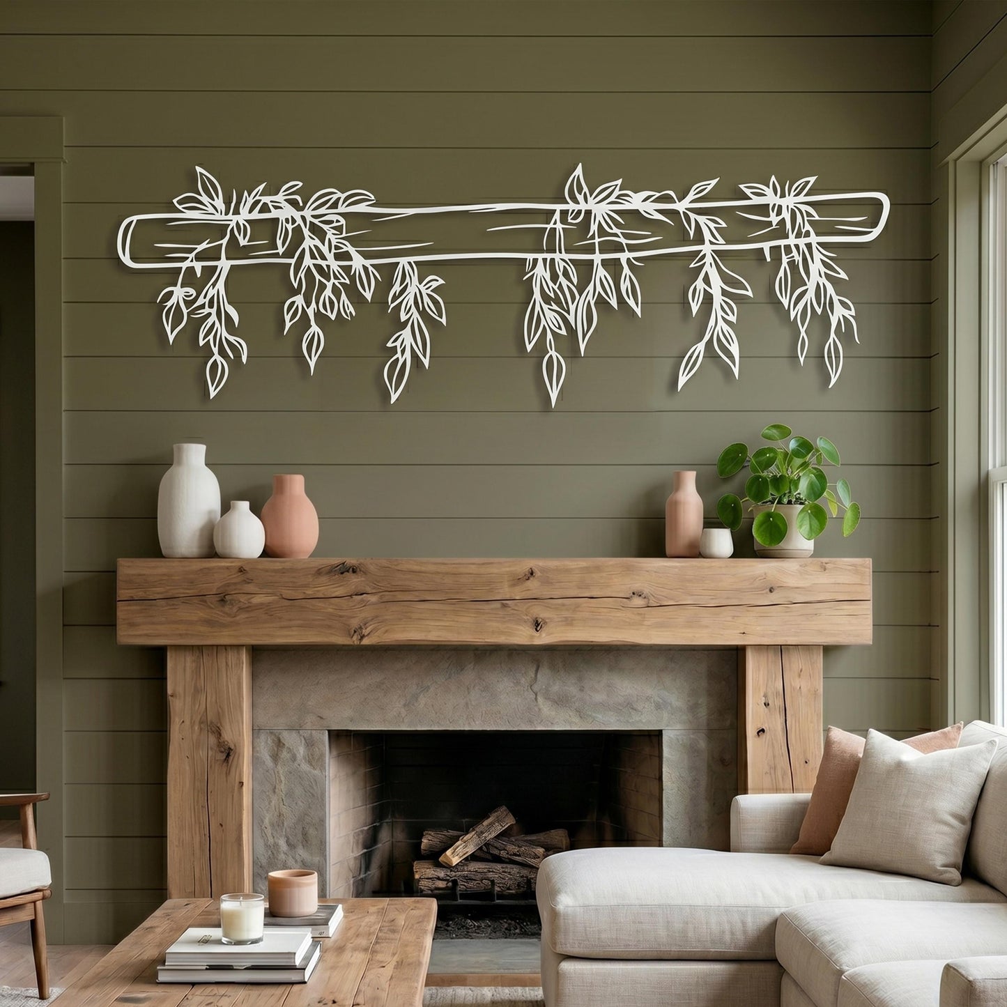 Metal Wall Art styled above a sofa