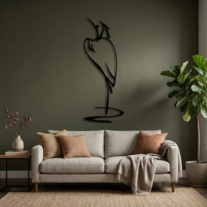 Minimalist Metal Heron Art bedroom interior styling