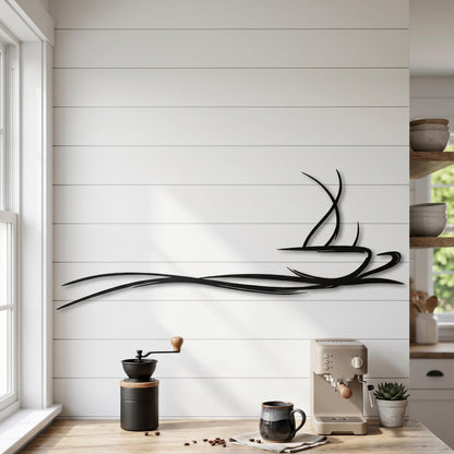 Minimalist Coffee Cup Metal Wall Art – laser-cut steel wall decor