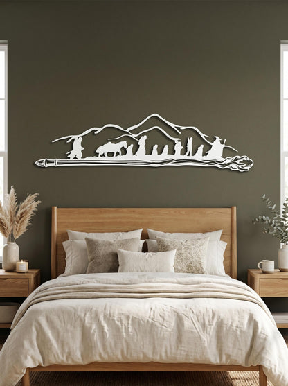 Adventurers Mountain Metal Wall Art size guide with dimensions in cm and inches