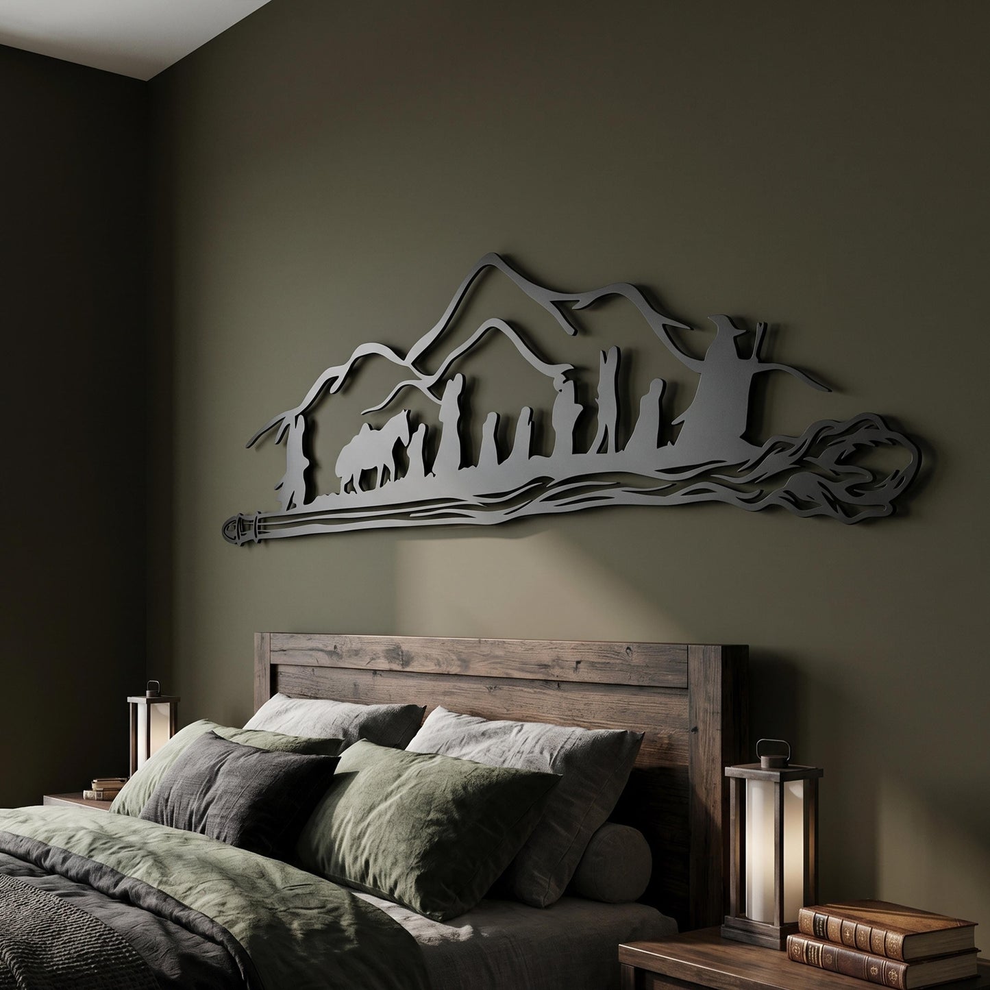 Adventurers Mountain Metal Wall Art close-up of the powder-coated finish