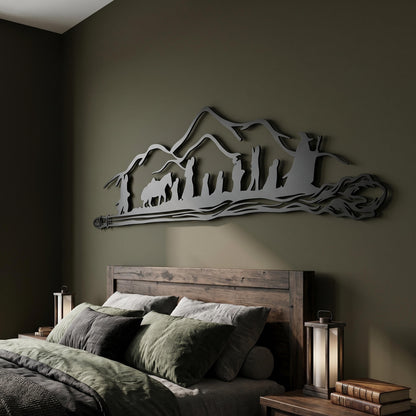 Adventurers Mountain Metal Wall Art close-up of the powder-coated finish