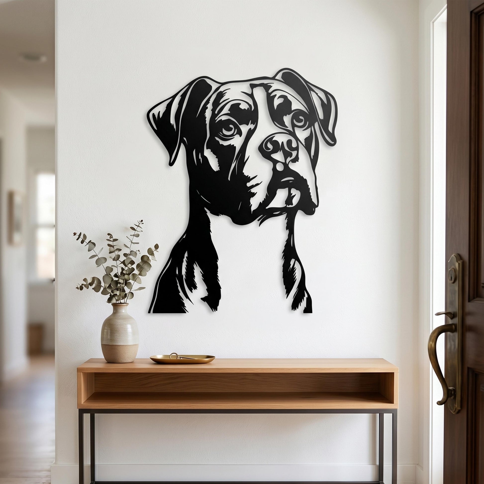 Boxer Dog Metal Art – laser-cut steel wall decor