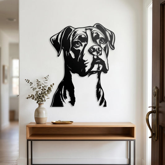 Boxer Dog Metal Art – laser-cut steel wall decor