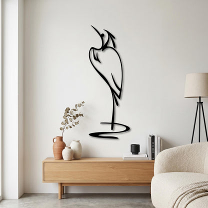 Minimalist Metal Heron Art – laser-cut steel wall decor