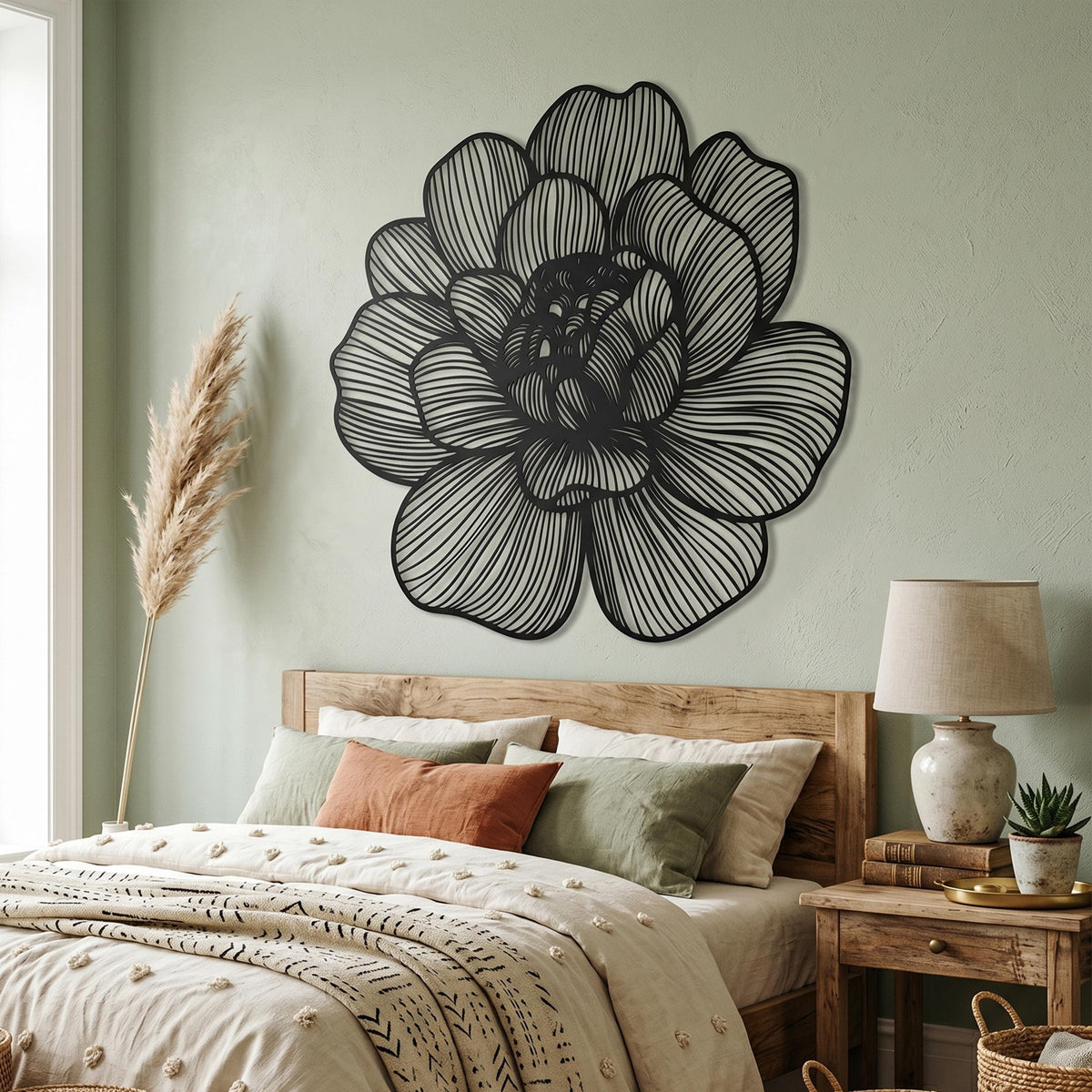 Metal Flower Wall Art close-up of the powder-coated finish