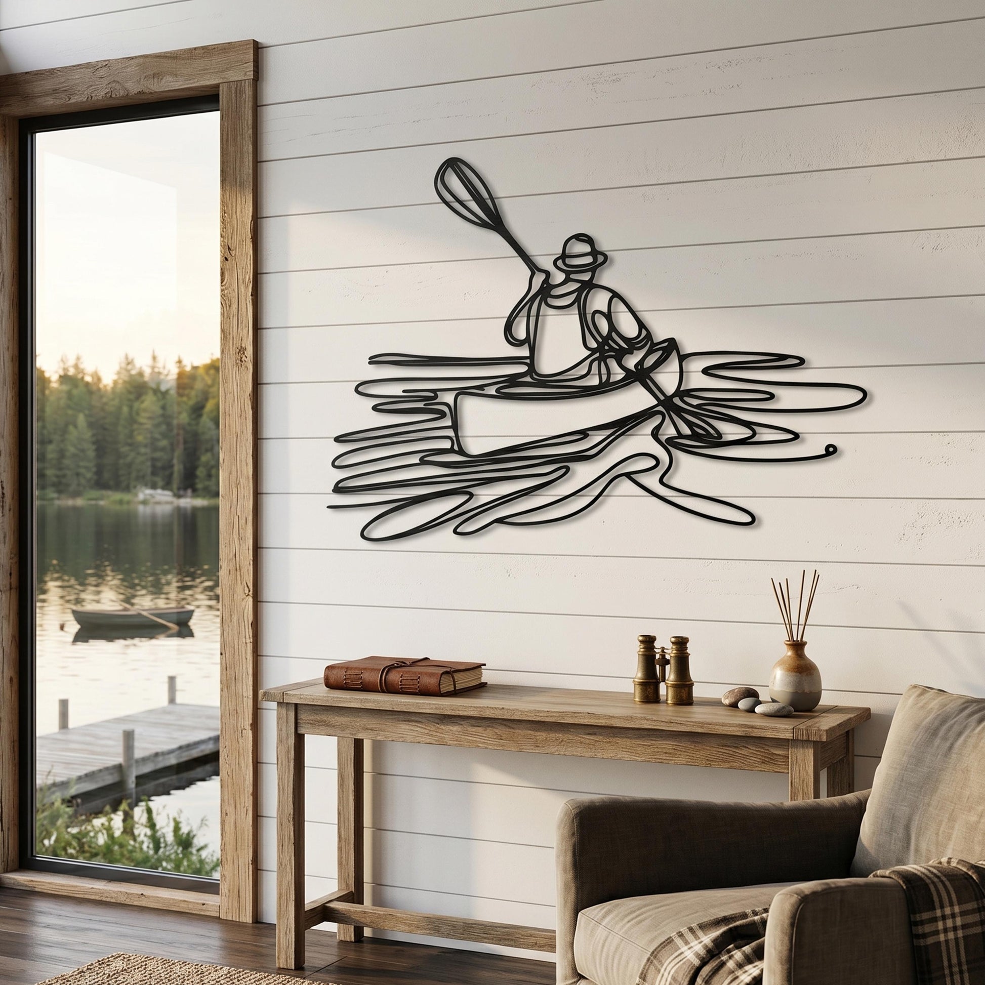 Minimalist Kayak Wall Art close-up of the powder-coated finish