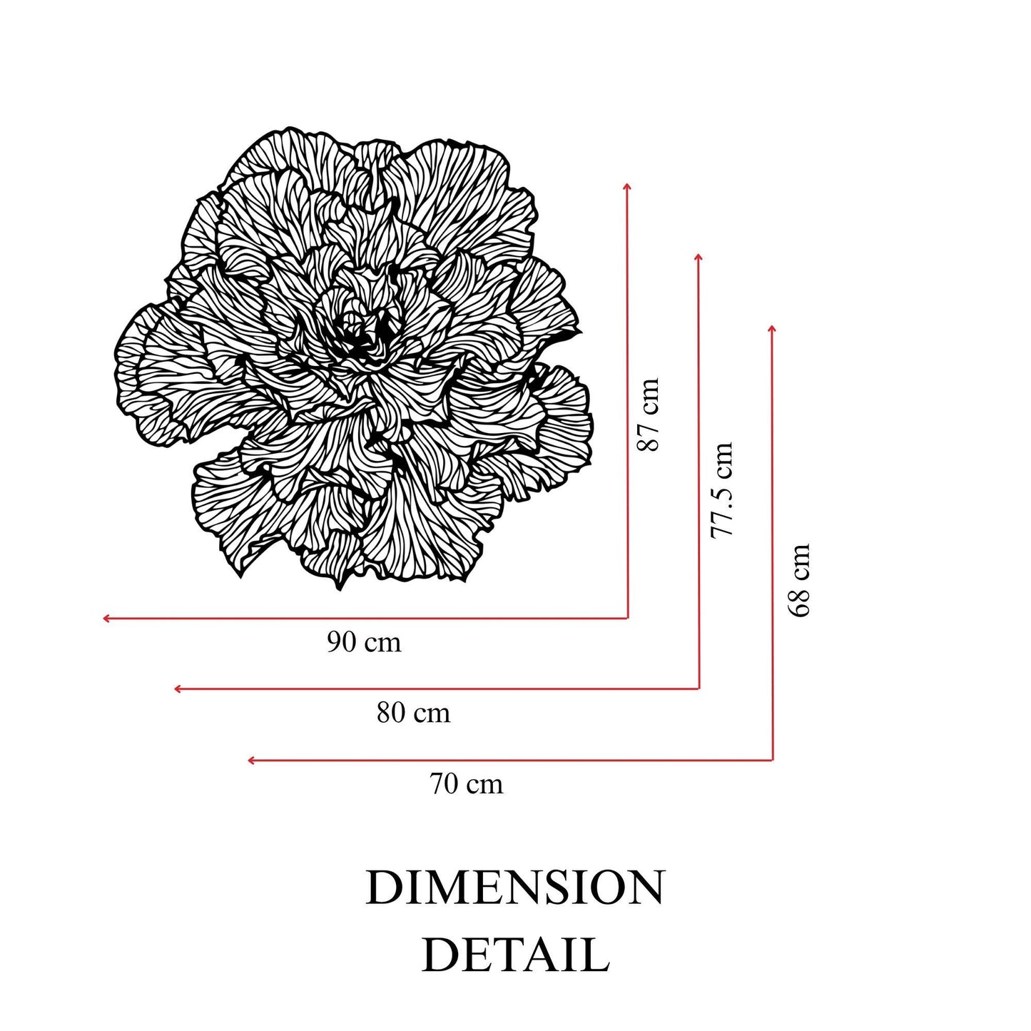 Large Peony Black Metal Flower Wall Art colour options for the metal panel