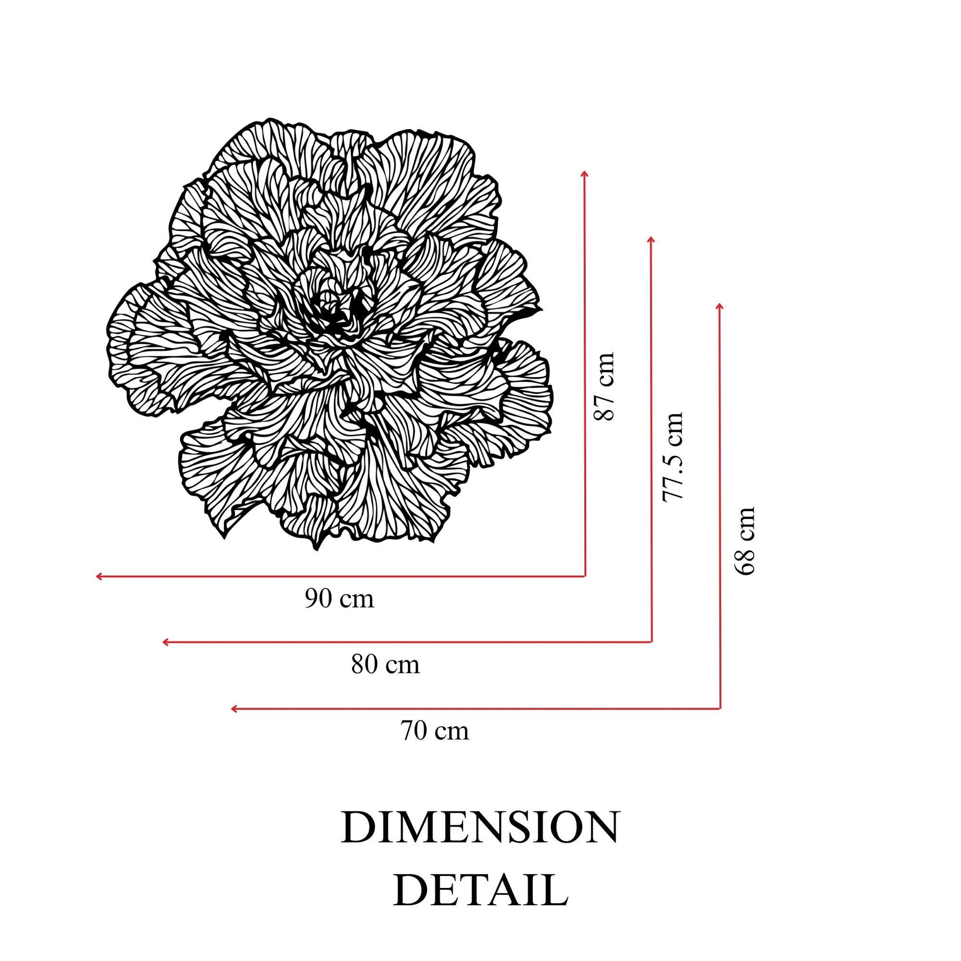 Large Peony Black Metal Flower Wall Art colour options for the metal panel