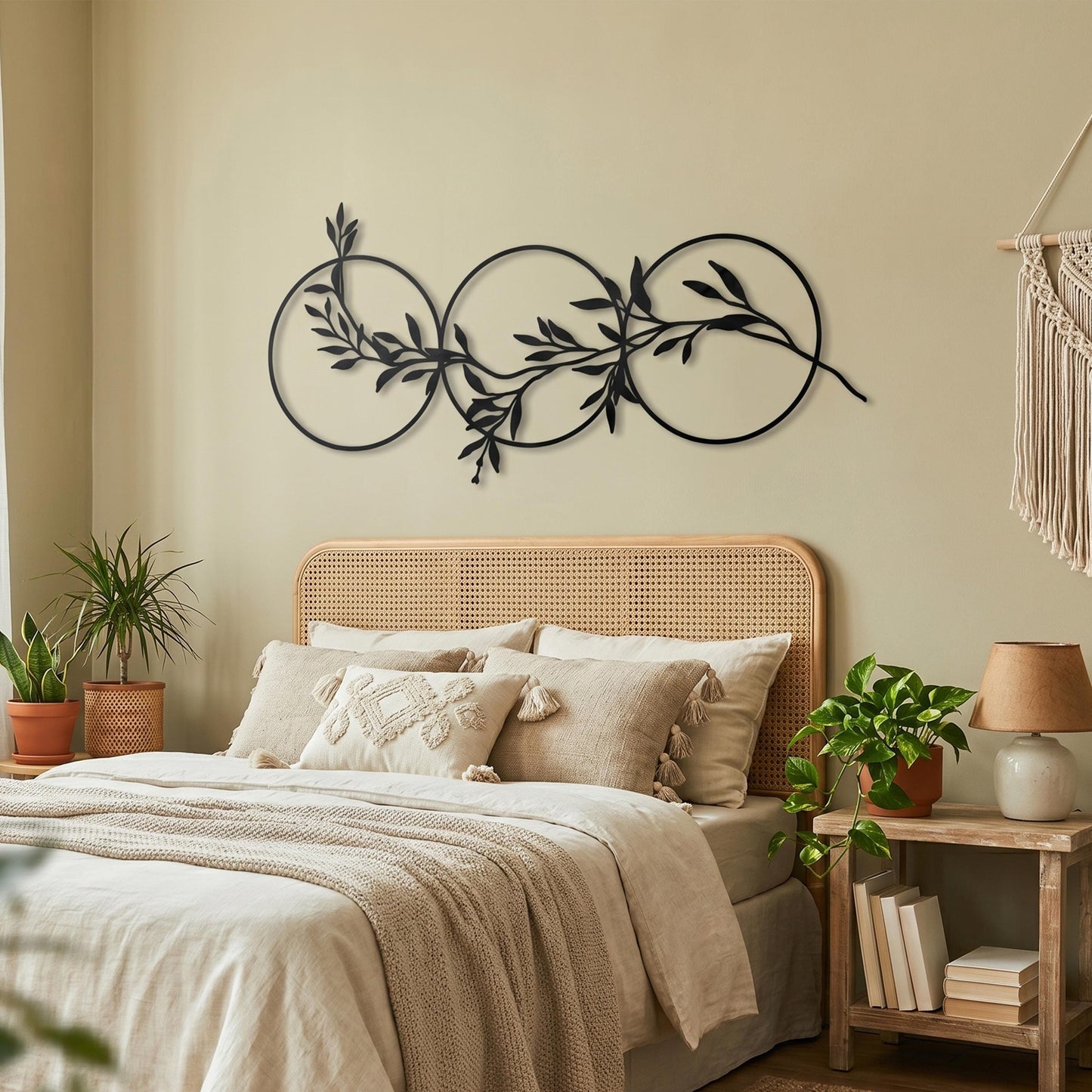 Three Circles Leaf Metal Wall Art colour options for the metal panel