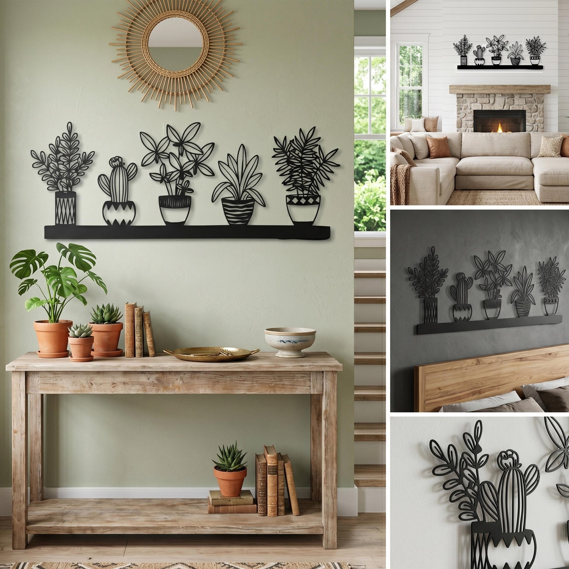 Metal Wall Art size guide with dimensions in cm and inches