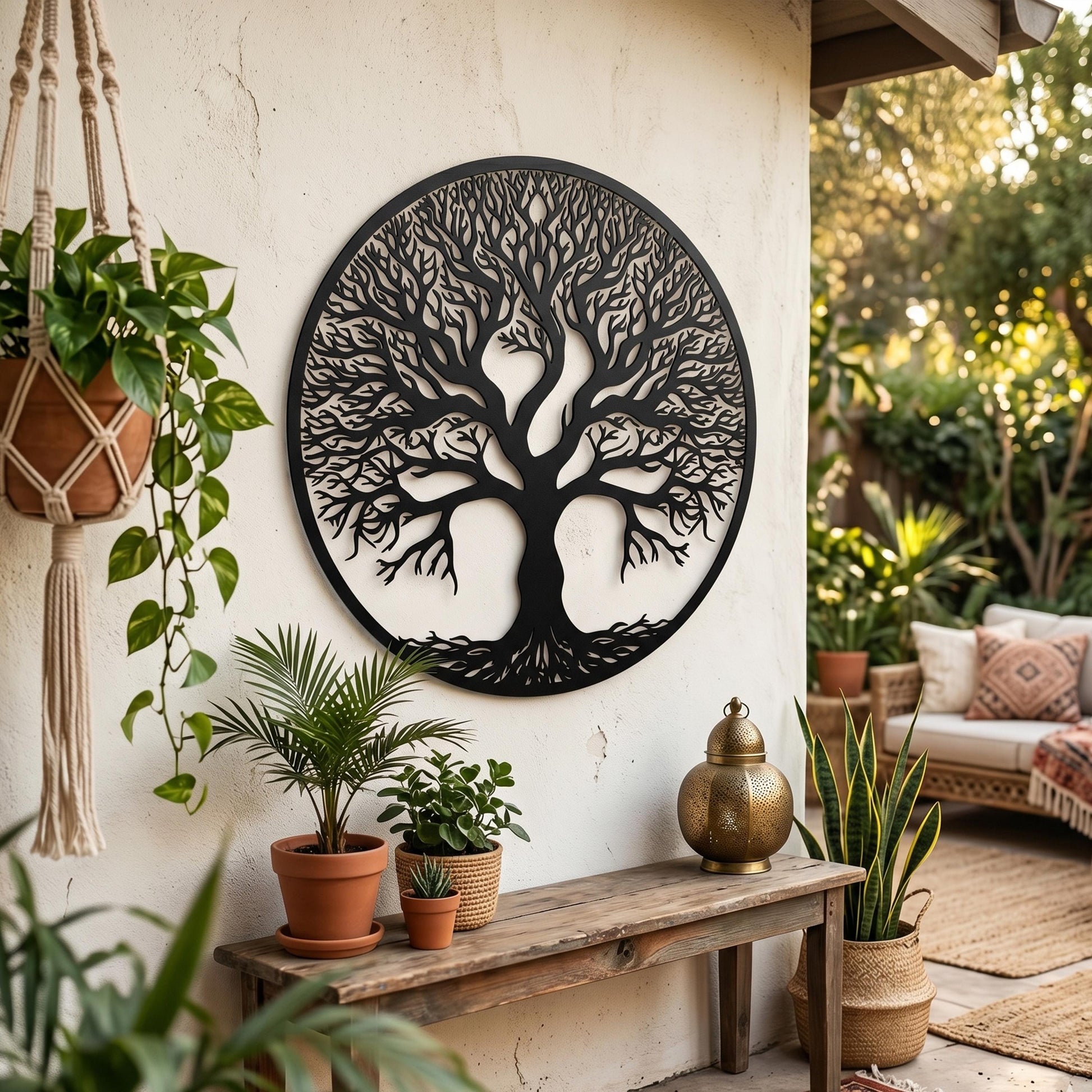 Tree of Life Metal Wall Art, Family Genealogy Decor, Spiritual Nature Circle Hanging | Wallsignature