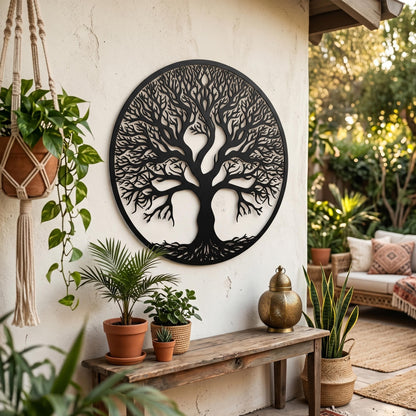 Large Tree of Life Metal Wall Art close-up of the powder-coated finish