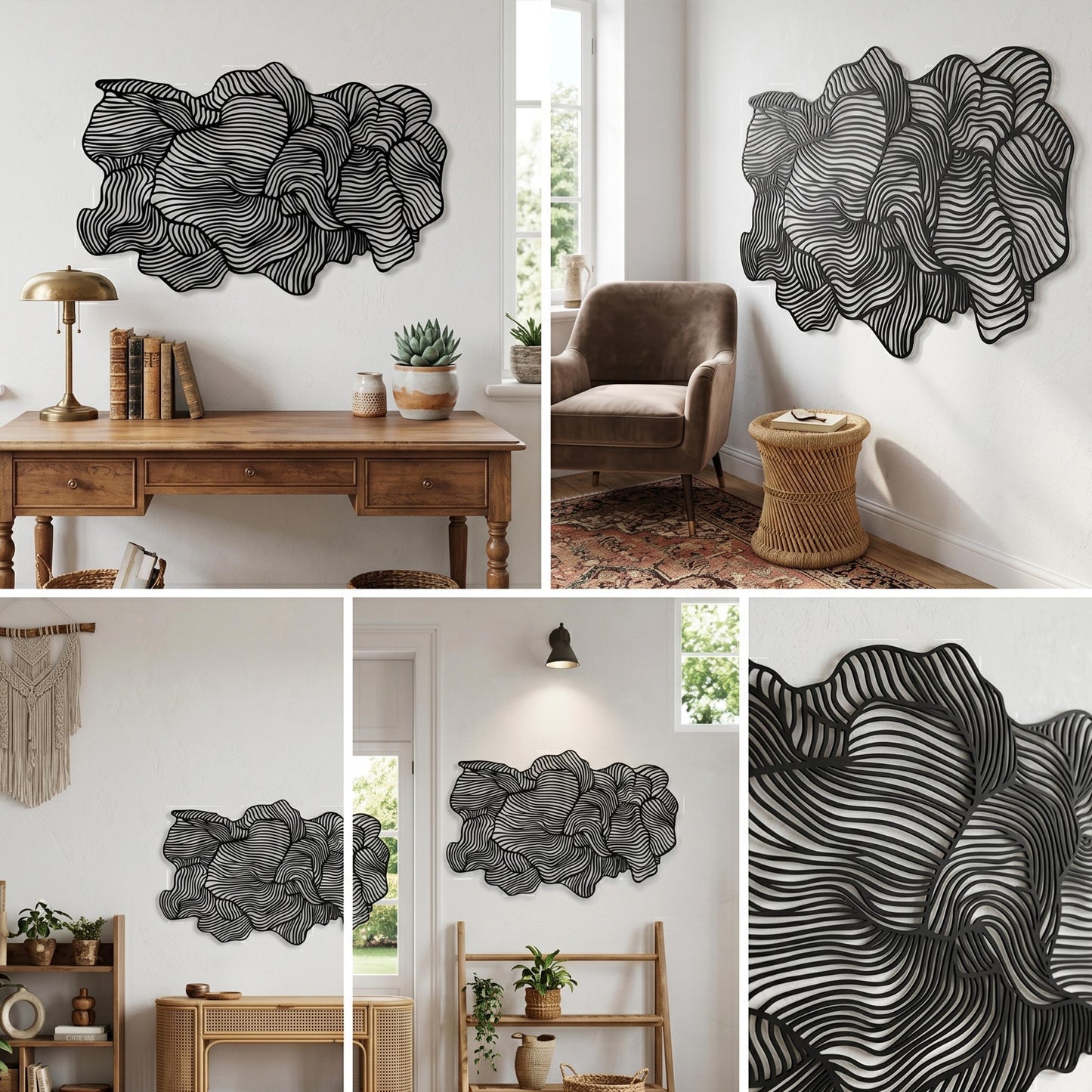 Abstract Metal Wall Art size guide in cm and inches