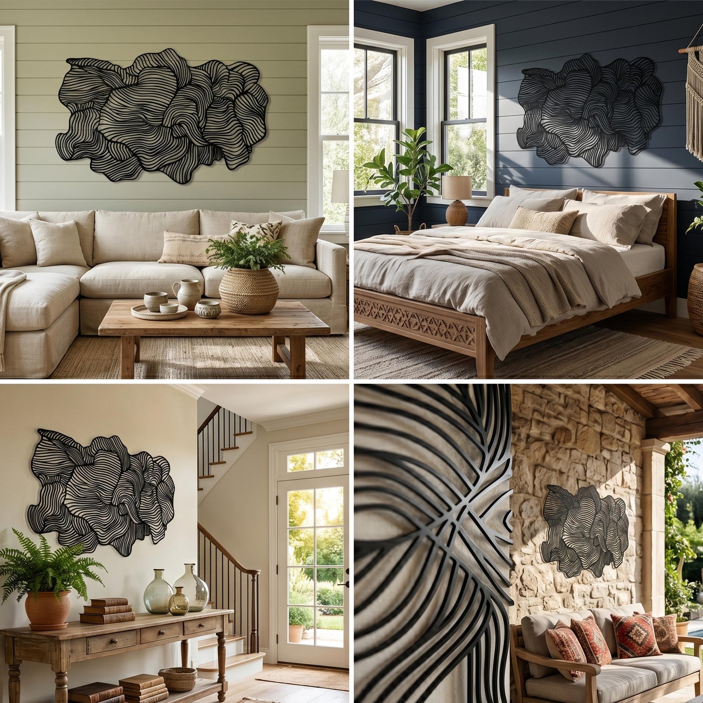 Abstract Metal Wall Art shown in a modern interior