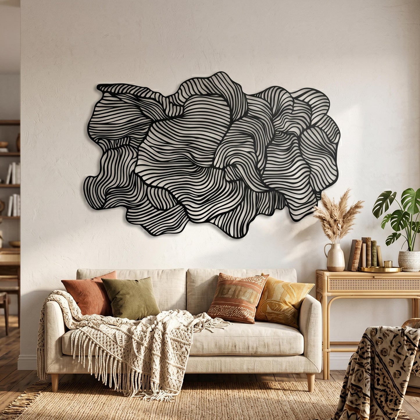 Abstract Metal Wall Art hanging bracket and mounting detail