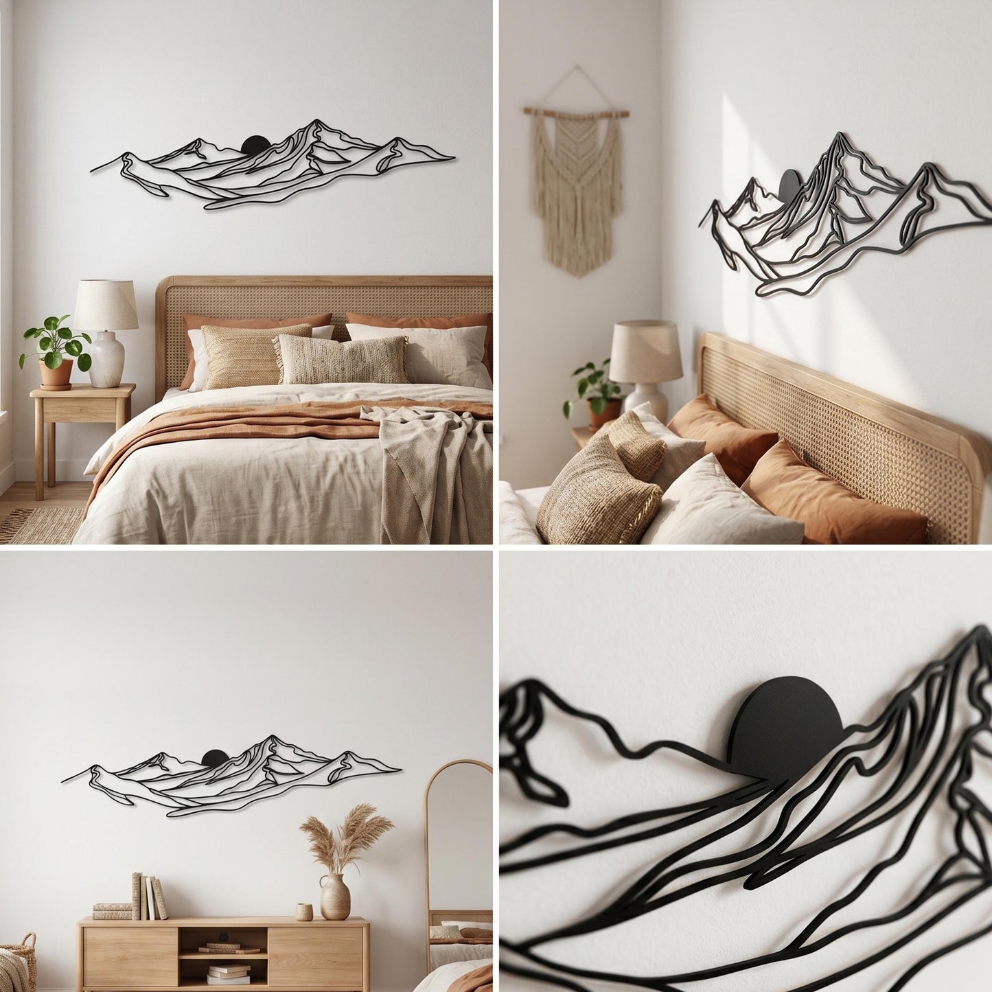 Metal Mountain Wall Art in a modern hallway