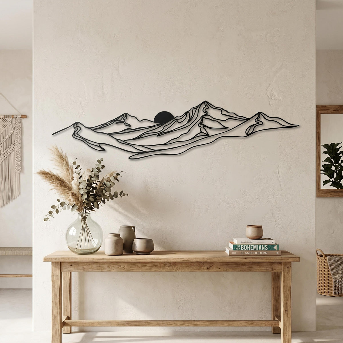 Metal Mountain Wall Art hanging hardware and mounting detail