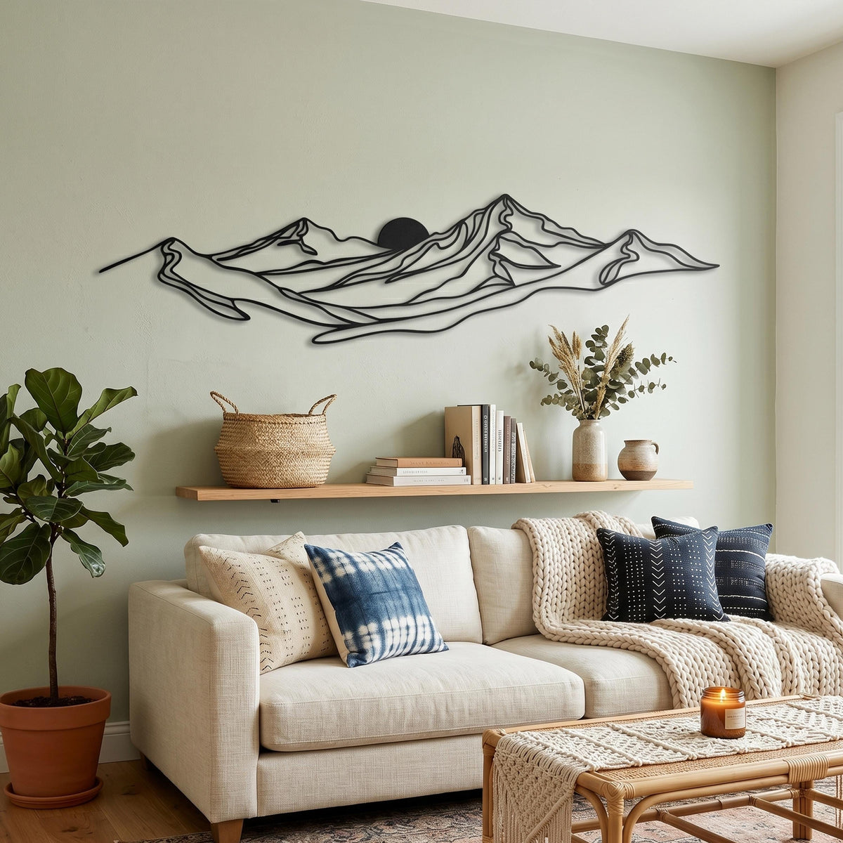 Metal Mountain Wall Art – laser-cut steel wall decor
