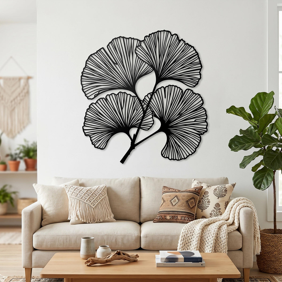 Ginkgo Leaf Metal Wall Art – laser-cut steel wall art