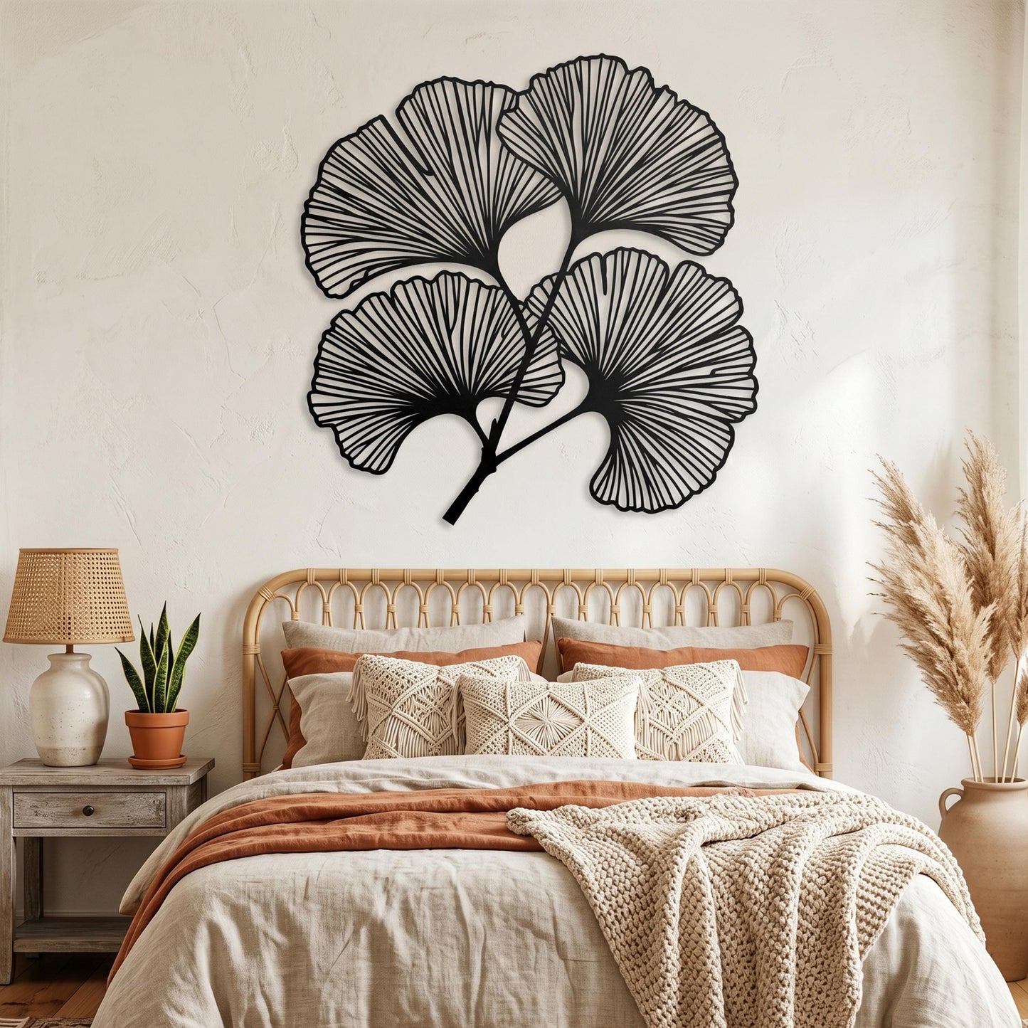 Ginkgo Leaf Metal Wall Art detail of the laser-cut edge