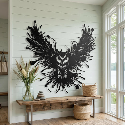 Modern Owl Metal Wall Art – laser-cut steel wall decor