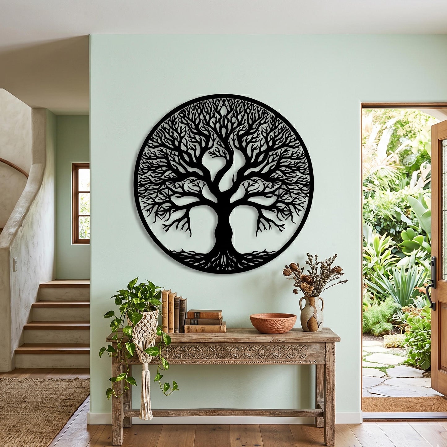 Large Tree of Life Metal Wall Art – laser-cut steel wall decor