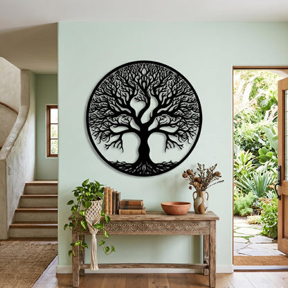 Large Tree of Life Metal Wall Art – laser-cut steel wall decor