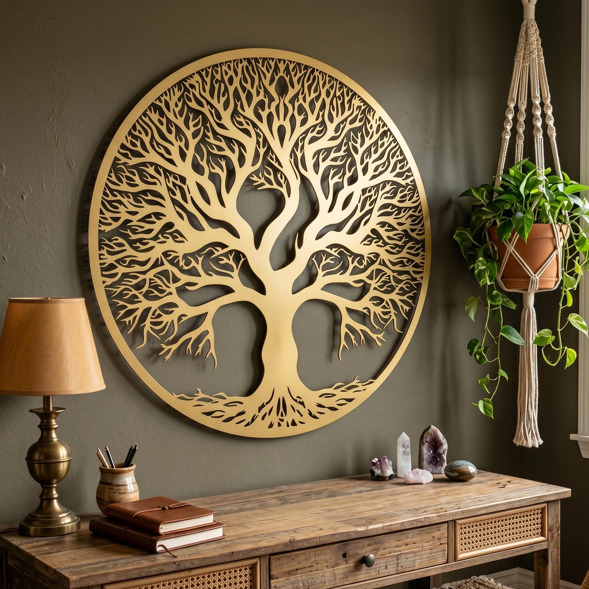 Tree of Life Metal Wall Art, Family Genealogy Decor, Spiritual Nature Circle Hanging | Wallsignature
