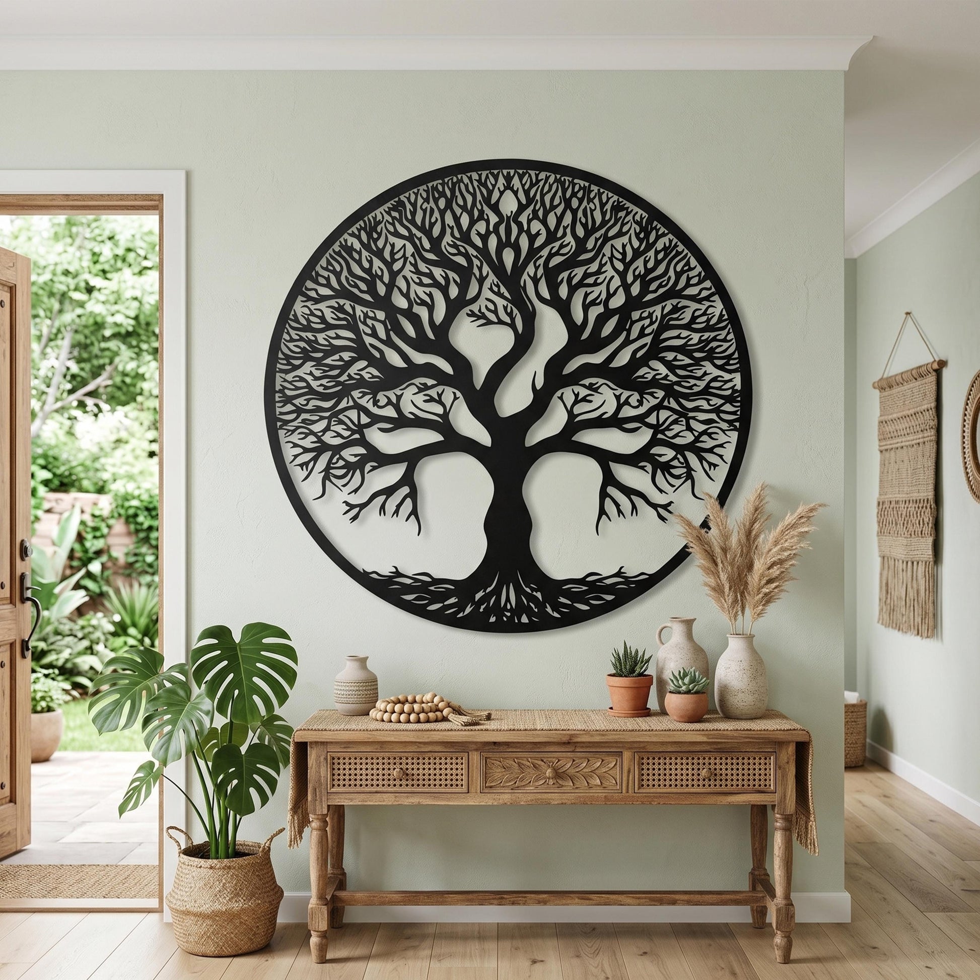 Large Tree of Life Metal Wall Art size guide with dimensions in cm and inches