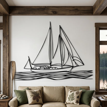 Sailboat Metal Wall Art – laser-cut steel wall decor