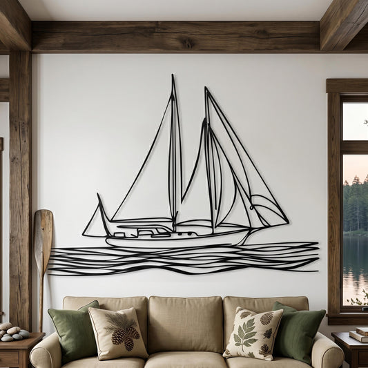 Sailboat Metal Wall Art – laser-cut steel wall decor