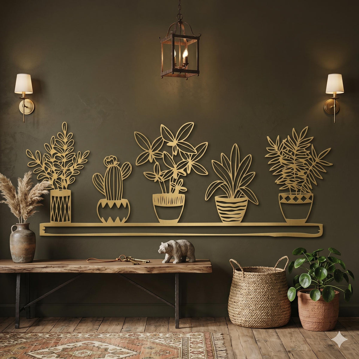 Metal Plant Wall Art size guide in cm and inches