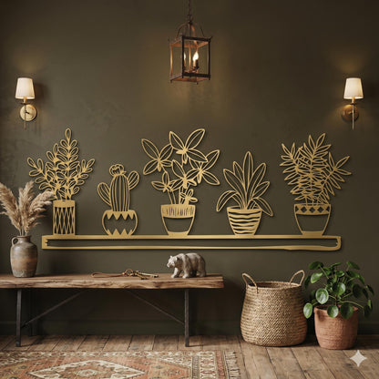 Metal Plant Wall Art size guide in cm and inches