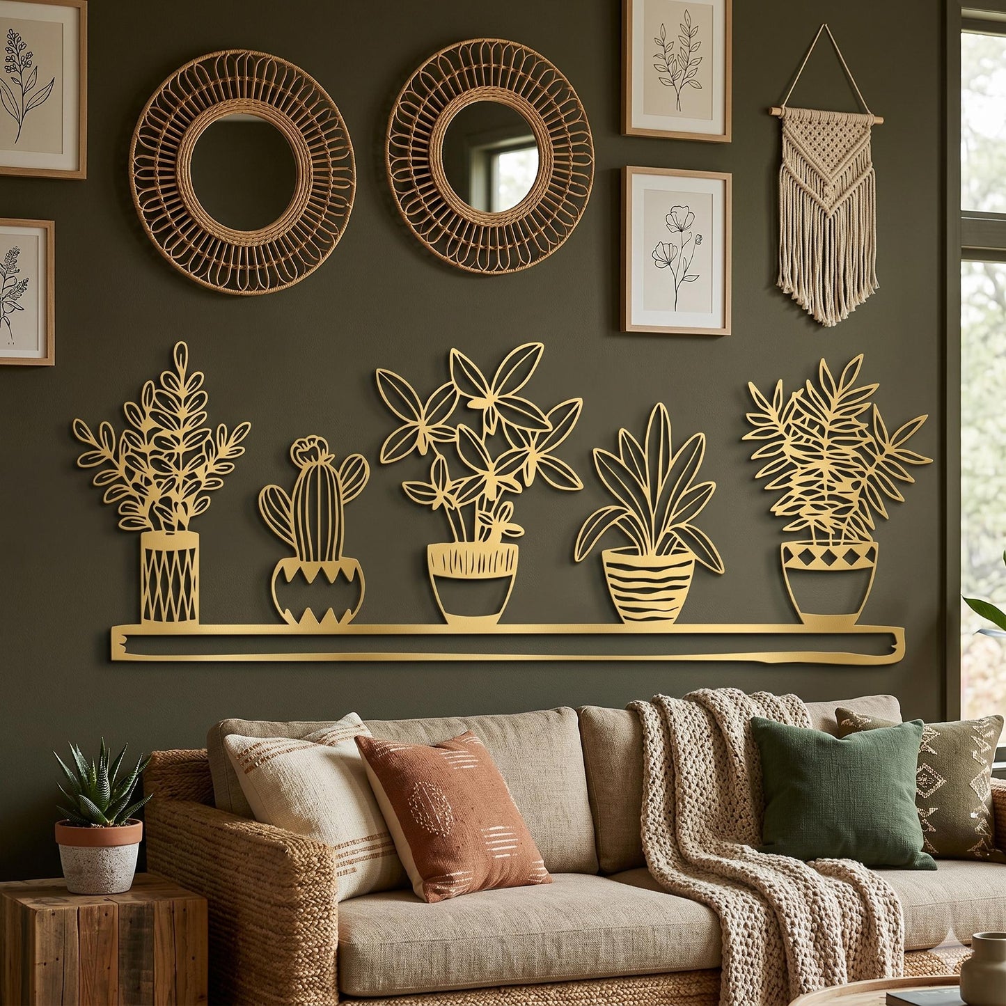 Metal Plant Wall Art bedroom interior styling