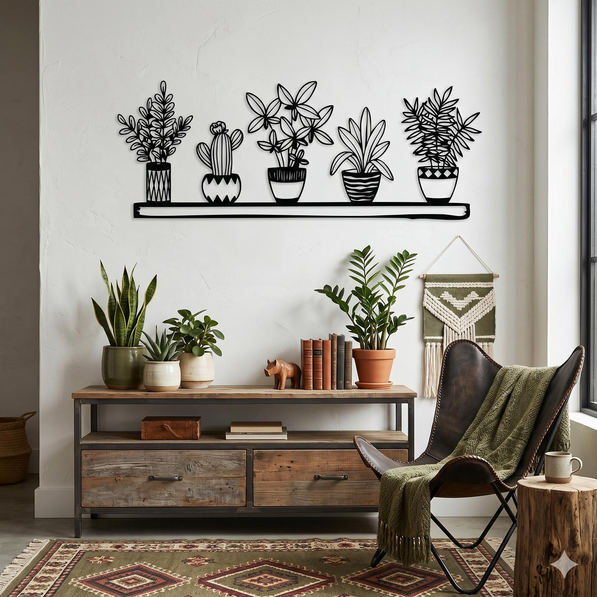 Metal Plant Wall Art shown in a modern interior