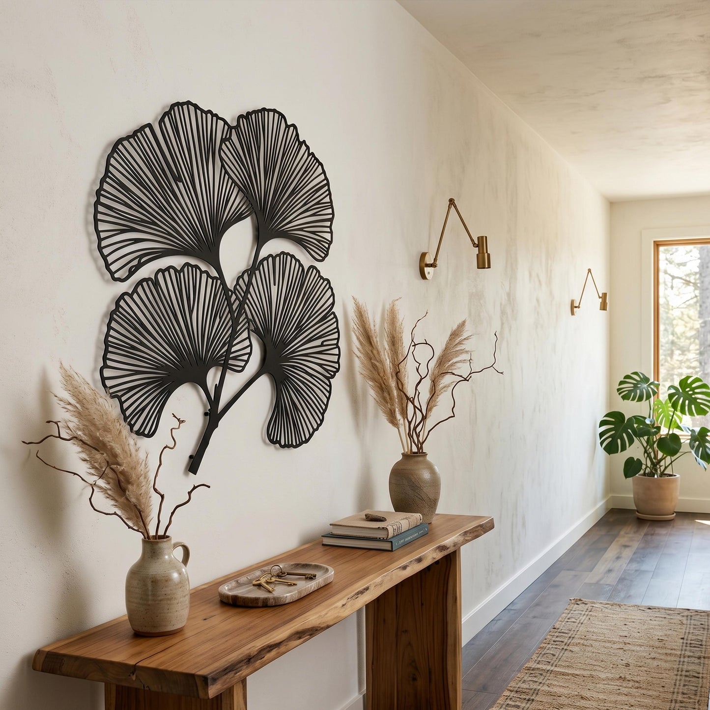 Ginkgo Leaf Metal Wall Art size guide in cm and inches