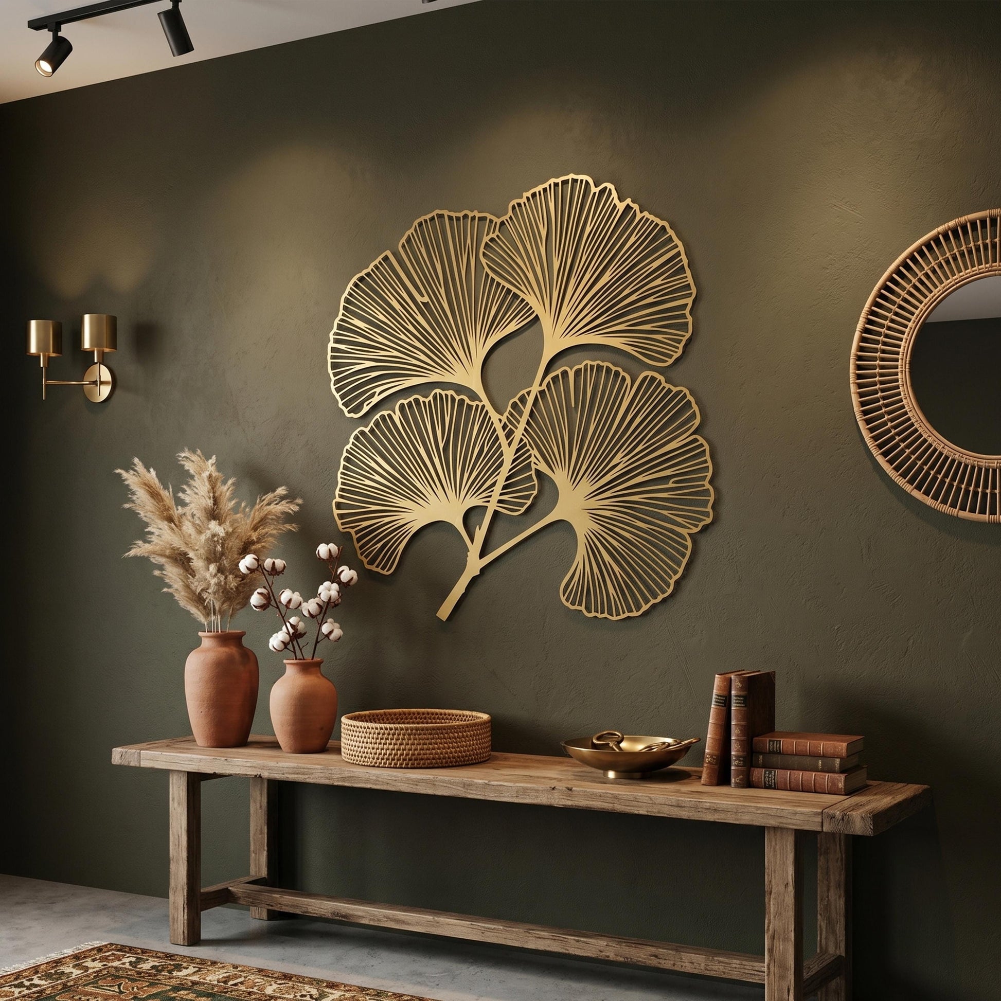 Ginkgo Leaf Metal Wall Art bedroom interior styling
