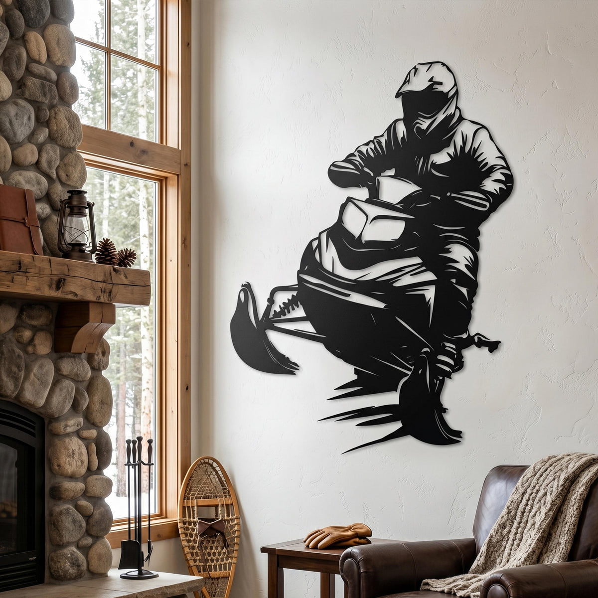 Snowmobile Metal Wall Art close-up of the powder-coated finish